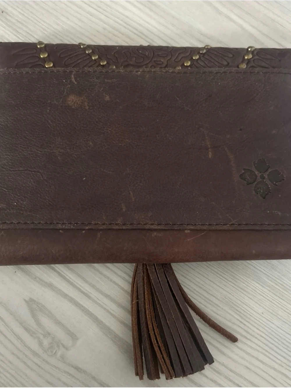 Patricia Nash Colli Brown Leather Trifold Wallet